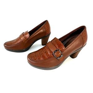 SANITA Barbie Buckle Dress Heels Tan Croco Faux Croc Womans 9.5-10 Eu 40  464206